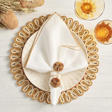 Casbah Napkin, White & Natural , Set of 4