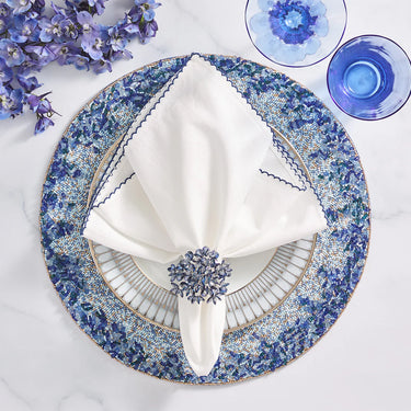 Casbah Napkin, White & Blue, Set of 4