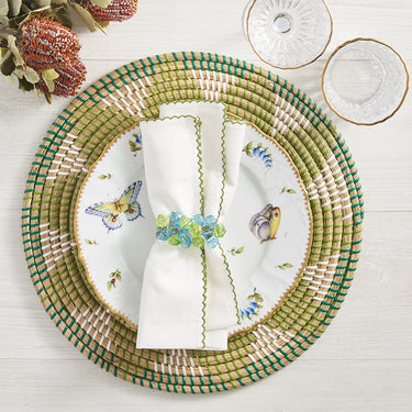 Casbah Napkin, White & Green, Set of 4
