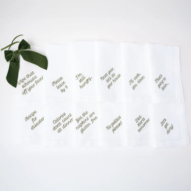Mixed Messages Linen Dinner Napkins, Set of 12