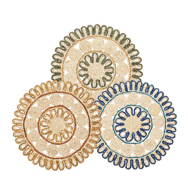 Casbah Placemat, Natural & Blue, Set of 4