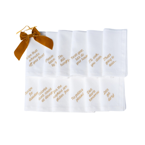 Mixed Messages Linen Dinner Napkins, Set of 12