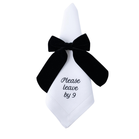 Please Leave By 9 Linen Dinner Napkin, Set of 12