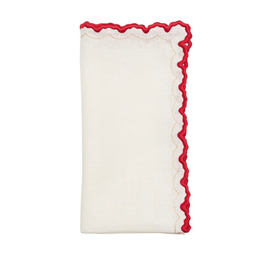 Arches Napkin, White, Red & Gold, Set of 4