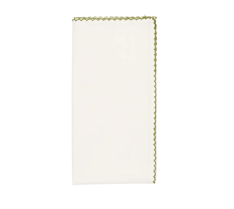 Casbah Napkin, White & Green, Set of 4