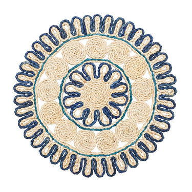 Casbah Placemat, Natural & Blue, Set of 4