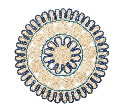 Casbah Placemat, Natural & Blue, Set of 4