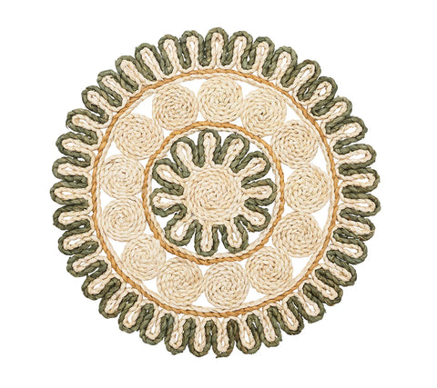 Casbah Placemat, Natural & Green, Set of 4