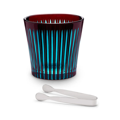 Prism Ice Bucket & Tongs, Bordeaux