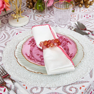 Casbah Napkin, White & Pink, Set of 4