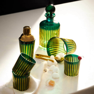 Prism Ice Bucket & Tongs, Green