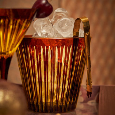 Prism Ice Bucket & Tongs, Amber