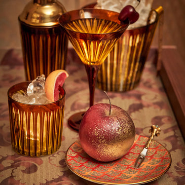 Prism Ice Bucket & Tongs, Amber