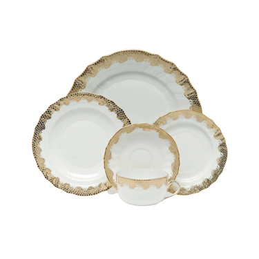 Fish Scale Dinnerware, Gold