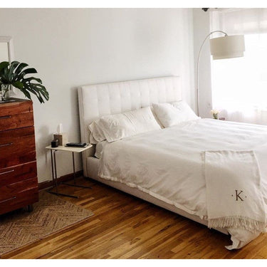 Cream Throw with Stone Initial