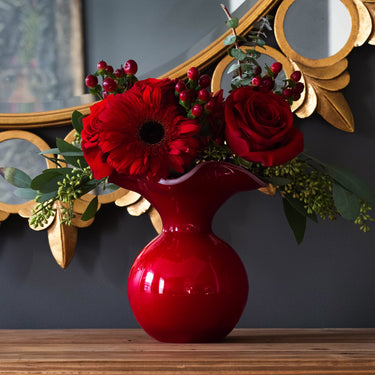 Hibiscus Glass Fluted Vase, Small