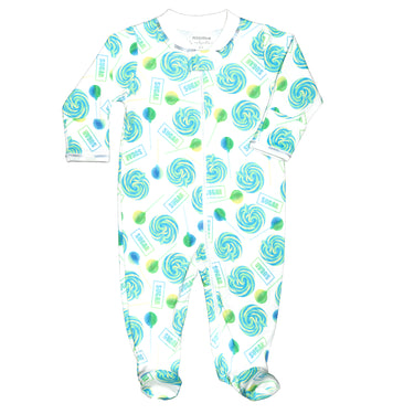 Blue Lollipops Zippered Footie (0-3 Months)