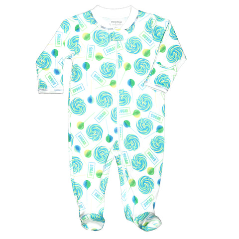 Blue Lollipops Zippered Footie (0-3 Months)