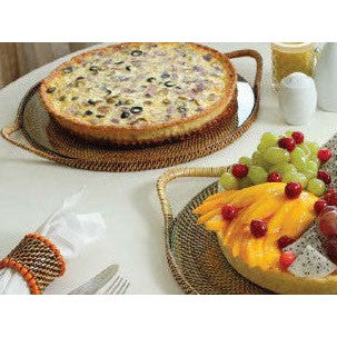 Round Serving Tray with Glass