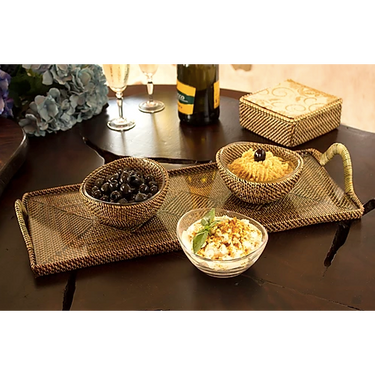 Rectangular Tray with Glass Large