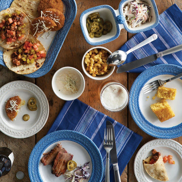 Le Panier Dinnerware, White & Delft Blue