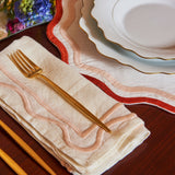 Colorblock Embroidered Linen Napkins in Pink (Set of 4)