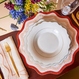 Colorblock Embroidered Linen Napkins in Pink (Set of 4)