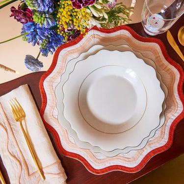 Colorblock Embroidered Linen Napkins in Pink (Set of 4)