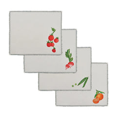Still Life Embroidered Linen Placemats, Set of 4
