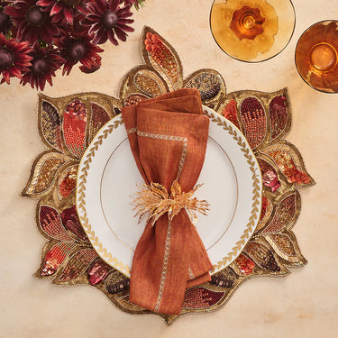 Gilded Leaves Napkin Ring, Set of 4