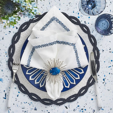 Infinity Placemat in White & Navy, Set of 4