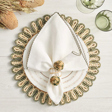 Casbah Placemat, Natural & Green, Set of 4