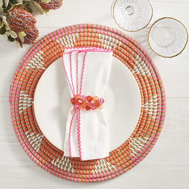 Casbah Napkin, White & Pink, Set of 4