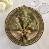 Gilded Breeze Napkin in Olive & Gold, Set of 4