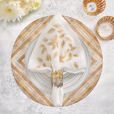 Gilded Breeze Napkin in White & Gold, Set of 4