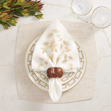 Gilded Breeze Napkin in White & Gold, Set of 4
