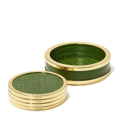 Classic Croc Leather Coaster, Set of 4
