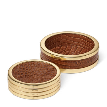 Classic Croc Leather Coaster, Set of 4