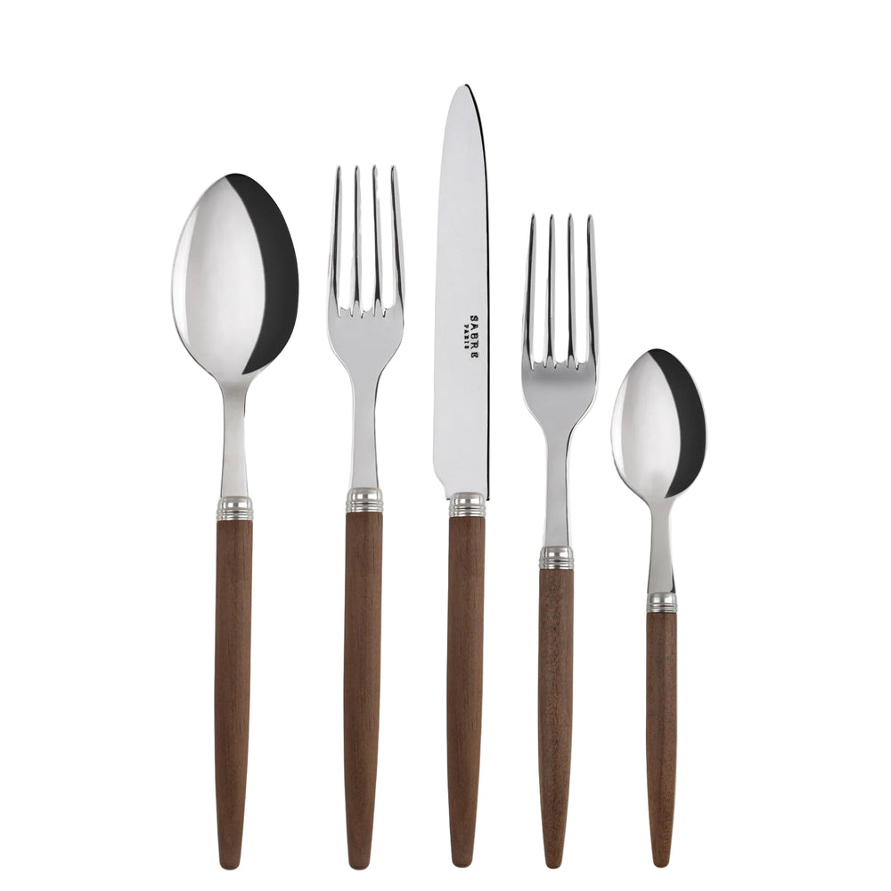 Jonc Five Piece Place Setting, Dark Wood