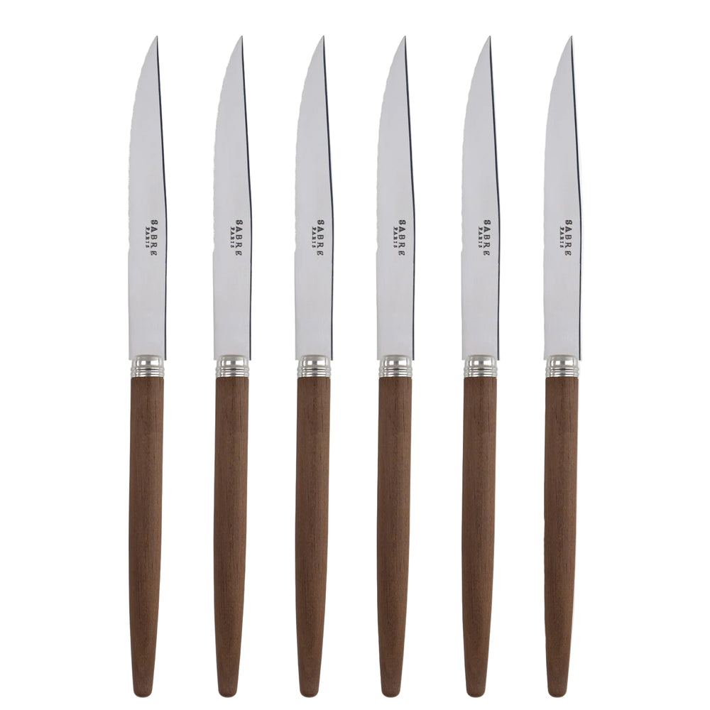 Jonc Steak Knives, Set of 6, Dark Wood