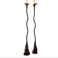 Handmade Iron Ferra Rose Candle Holders, Set of 2