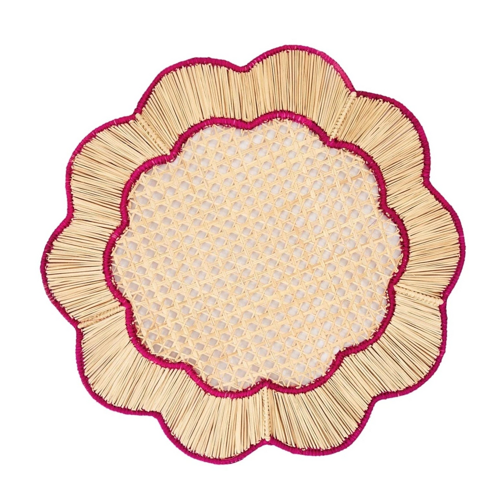Breezy Placemat, Set of 4, Natural/Hot Pink