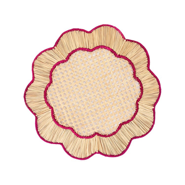 Breezy Placemat, Set of 4, Natural/Hot Pink