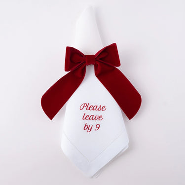 Please Leave By 9 Linen Dinner Napkin, Set of 12