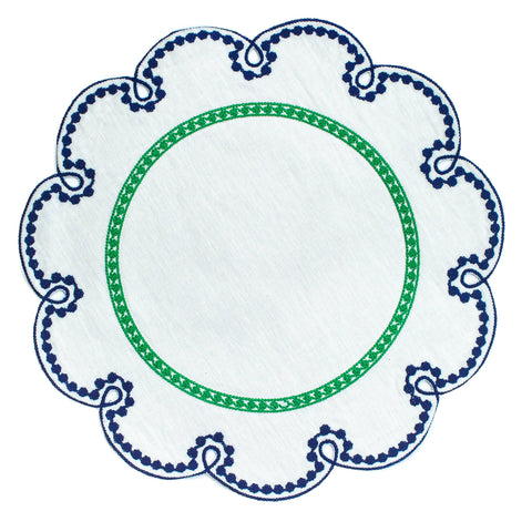 Fête Embroidered Linen Placemats, Set of 4