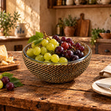Round Basket with Glass Serving Bowl, 2 QT, 9" diam.