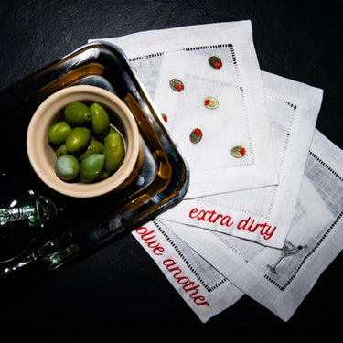 Martini Linen Cocktail Napkins, Set of 4