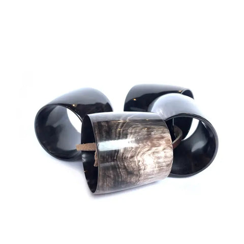 Cow Horn Napkin Rings, Set of 4