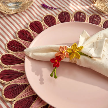 Drops Placemat, Burgundy & Pink, Set of 4