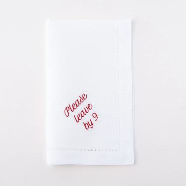Please Leave By 9 Linen Dinner Napkin, Set of 12